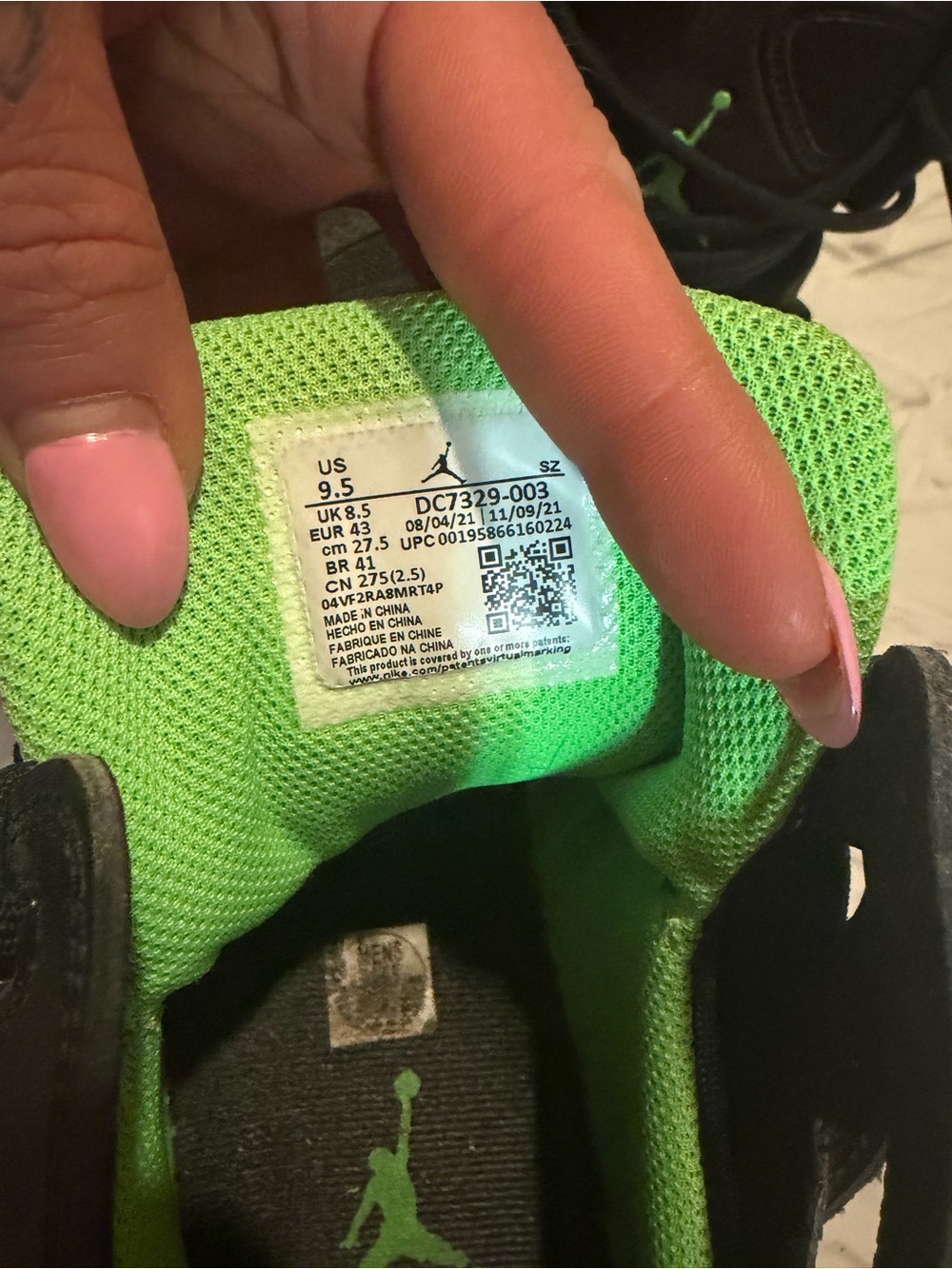 Jordan Black with Neon Green Accent High-Top Sneakers - Picture 3 of 5